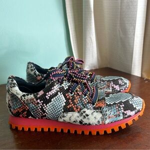 Katy Perry The Lilia Multicolor Black Orange Snakeskin Sneaker Women's 8/38 CHIC